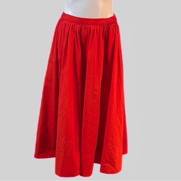 Free People Free-est Lowen Summer Cotton Midi Skirt in Cherry Red size Large - Picture 8 of 13